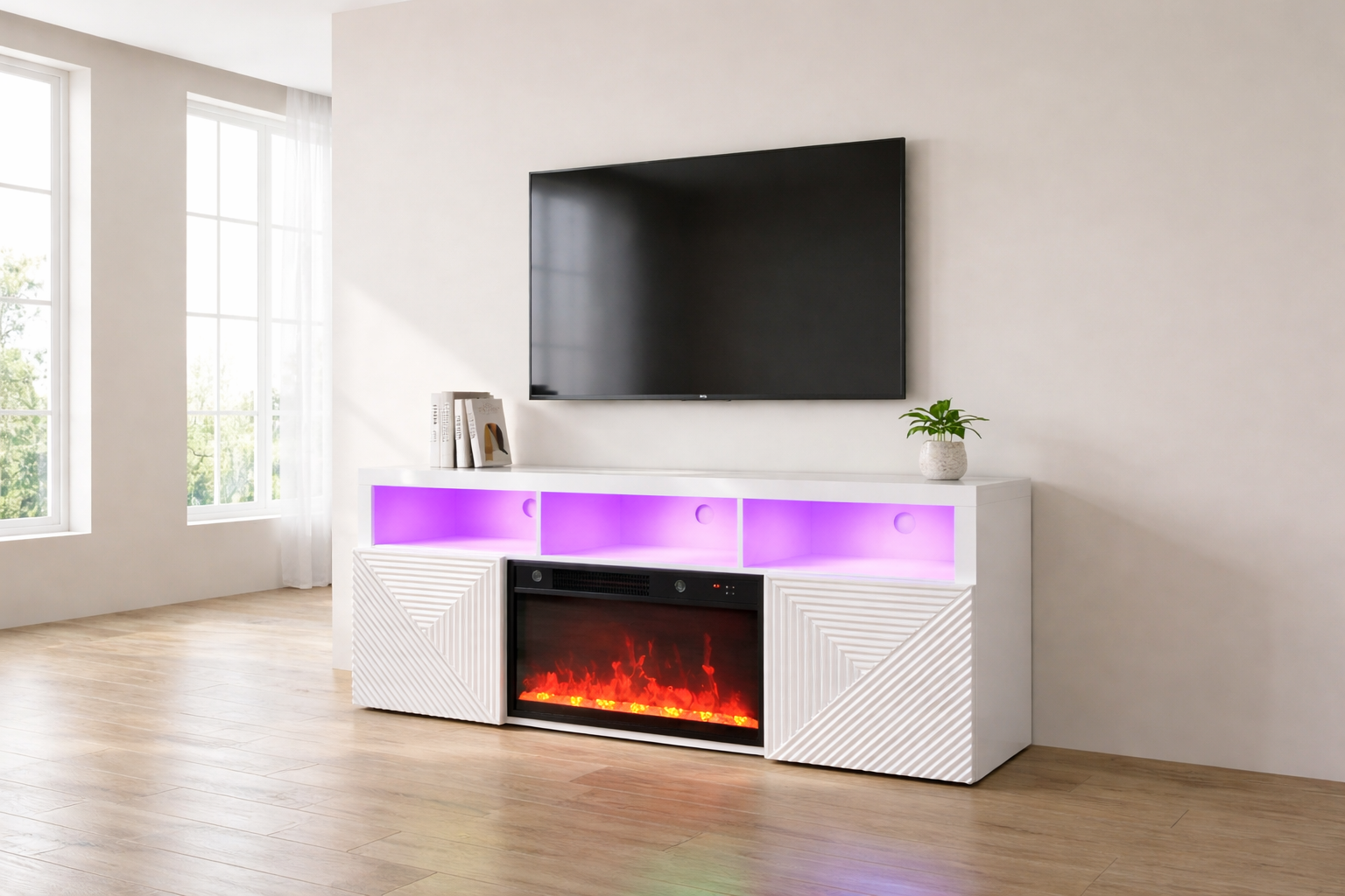 TV stand with fireplace