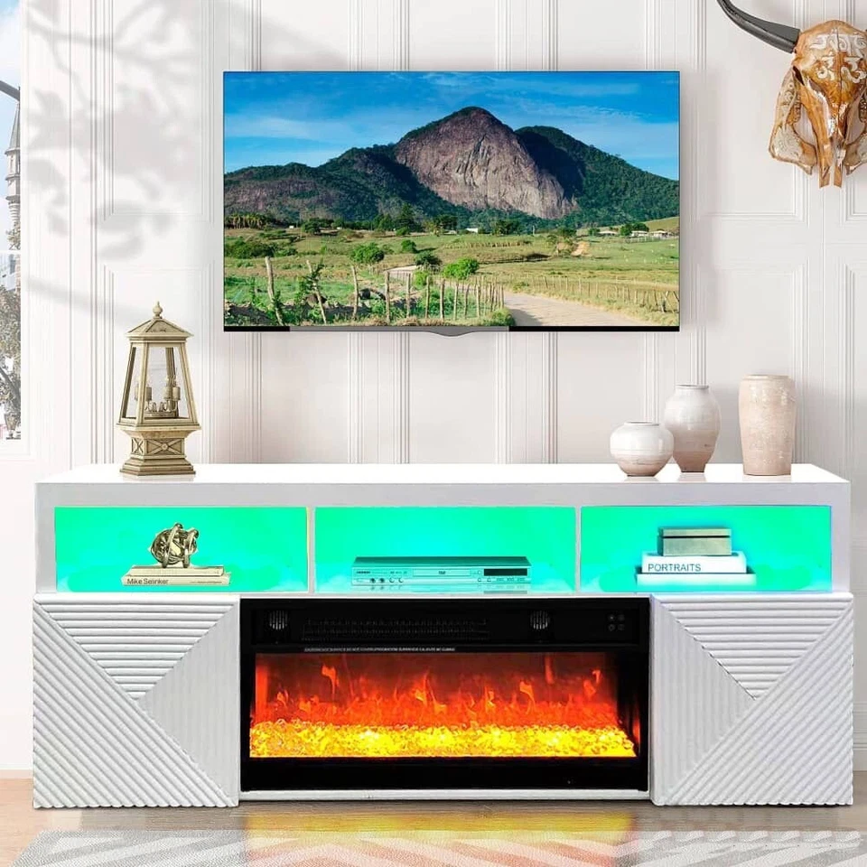 TV stand with fireplace