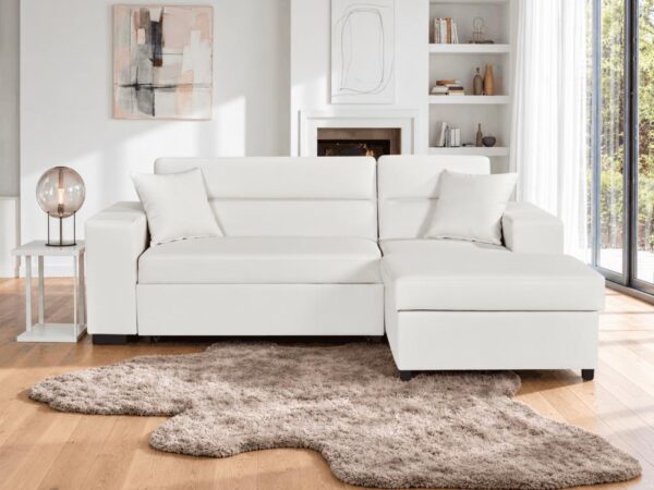 SOFA BED LEATHER WHITE