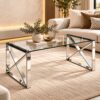 Chrome & Glass X-Base Coffee Table