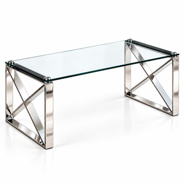 Chrome & Glass X-Base Coffee Table