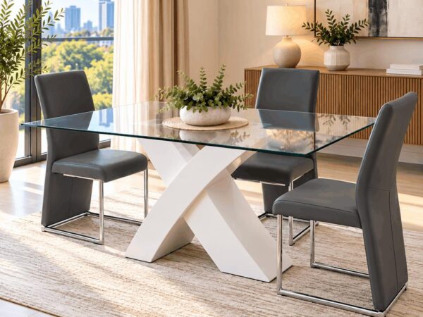 Modern Glass Dining Set – 5 Pieces