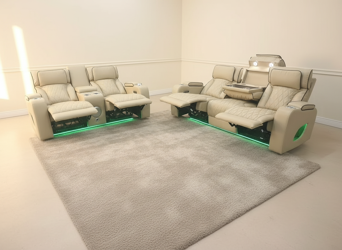 Isabella Cream Power Reclining Sofa & Loveseat Set
