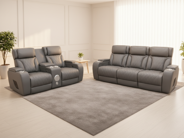 Isabella Gray Power Reclining Sofa & Loveseat Set