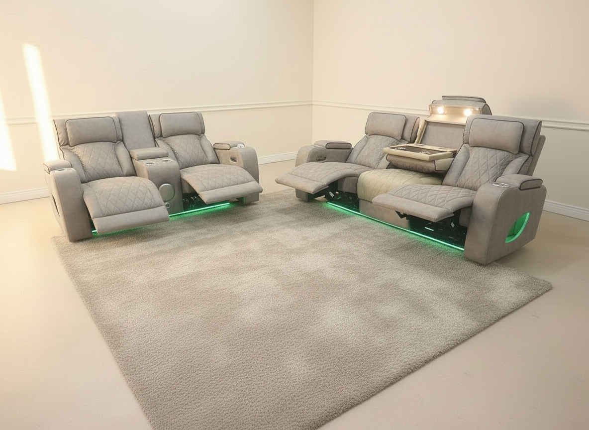 Isabella Gray Power Reclining Sofa & Loveseat Set