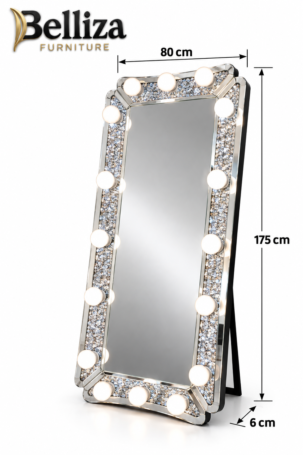 Belliza GD023 Crystal LED Full-Length Floor Mirror — wholesale furniture for dealers