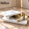 Belliza Modern Geometric Mirrored Coffee Table – White
