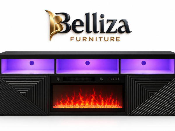 Belliza Modern LED Fireplace TV Stand with Storage – CBS25707