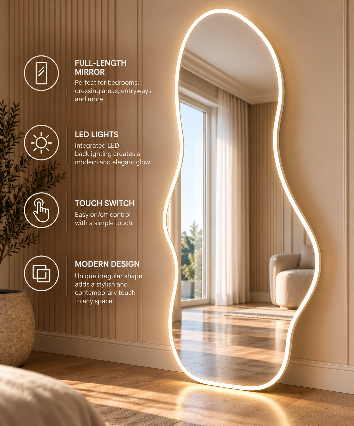 Modern Irregular LED Full-Length Mirror – CBS25721