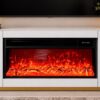 71" Modern Fireplace TV Stand with Built-In Speakers – White/Gold | CBS25701
